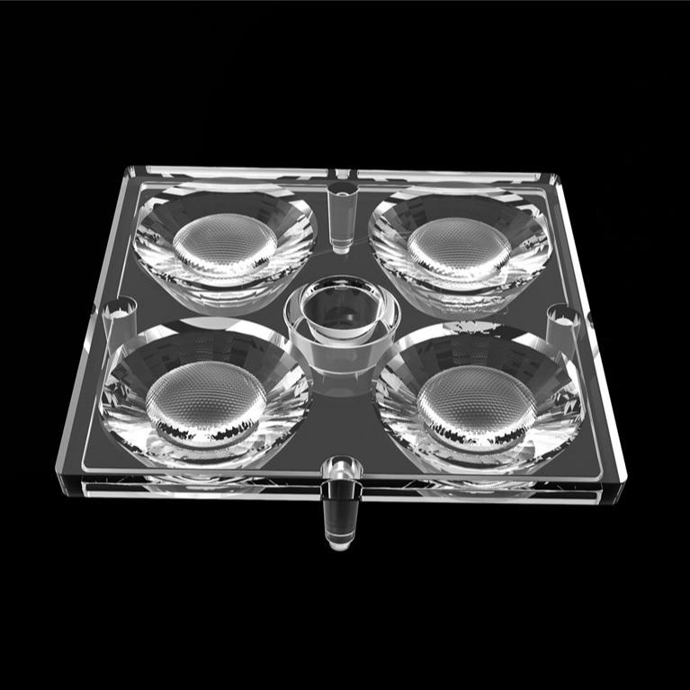 50*50mm 30 Derece 4 In 1 LED Light Lens PC Malzemesi Sel Işığı için SMD7070/ 5050/4*3030 LED