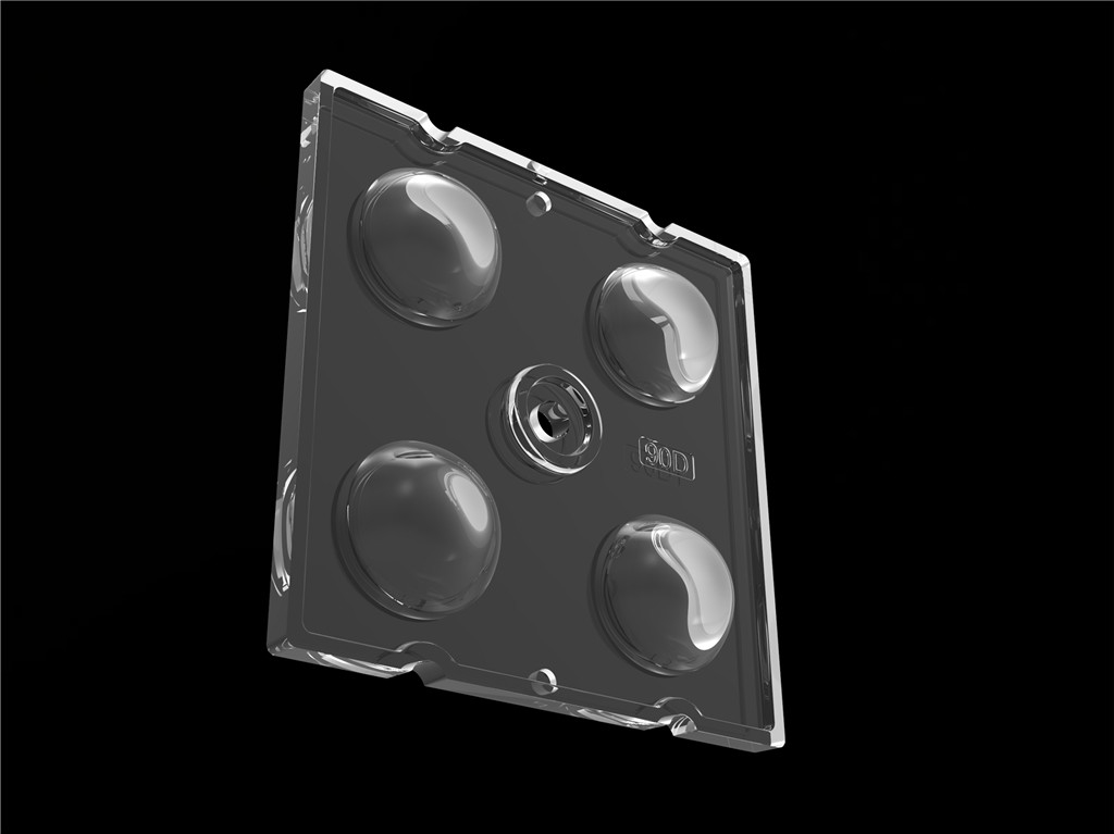 50*50mm 90 Derece 4 In 1 LED Light Lens PC Malzeme Sel Işığı için SMD7070/ 5050/4*3030 LED
