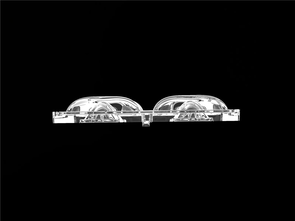 50*50mm TYPE2 Asimetrik 4 In 1 LED Light Lens PC Malzemesi Sel Işığı için SMD7070/ 5050/4*3030 LED