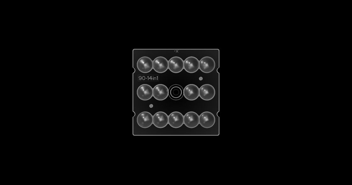 14 In 1 PMMA Optik, LED Aydınlatma için, 90 Derece LED Lens Array Tünel Aydınlatma İçin